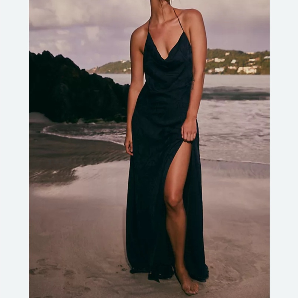 Free People Black Backless Dress